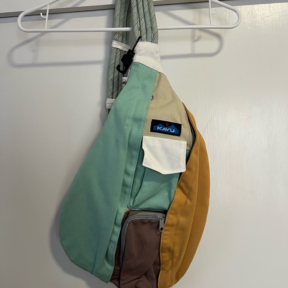 KAVU Colorful Rope Sling Bag - Green, Tan, Brown (Macarons)